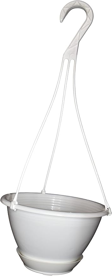 8" White Plastic Hanging Basket with Saucer by Koba (25)