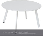 Grand patio 28-inch Outdoor Steel Coffee Table, Round Patio Side Table, Great for Backyard Patio Deck, White