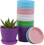 TDHDIKE 10 Pcs Plastic Planters Indoor Pots, Mini Flower Seedlings Nursery Flower Pot with Pallet, Modern Decorative Gardening Containers