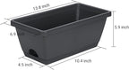 GREANER Rectangular Window Boxes with Trays, 3 Packs Modern Vegetable Planters, 13.8Inch Plastic Flower Boxes Container for Windowsill, Patio, Garden, Balcony, Porch, Indoor and Outdoor Use, Black