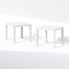 Furinno Classic Coffee Table Set of 2, Square Modern Coffee Table with Triple Thick Tabletop, Side Table with 4 Legs, for Living Room, Bedroom, Home Office, White