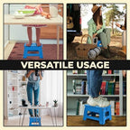 Utopia Home Folding Step Stool with Handle – 9 Inch Anti Slip Collapsible Stool – Holds Up to 300 lbs – Sturdy Plastic Step Stool Foldable for Kitchen, Bathroom and Home Use (1-Pack, Blue)