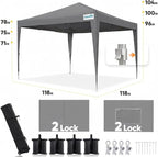 Quictent Privacy 10x10 Pop up Canopy Tent with Sidewalls and Roll-up Ventilated Windows, One Person Easy Setup, Outdoor Commercial Gazebo Shelter Enclosed Waterproof, Bonus 4 Sandbags