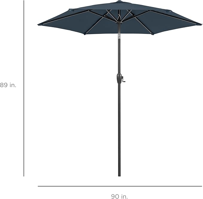 Best Choice Products 7.5ft Heavy-Duty Round Outdoor Market Table Patio Umbrella w/Steel Pole, Push Button Tilt, Easy Crank Lift - Slate Blue