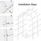 Adorox Metal Garden Arch Trellis for Climbing Plants 7.8ft Outdoor Arch Wedding Halloween Christmas Vine Trellis Pumpkin Archway Assemble Freely 2 Sizes White