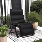 Best Choice Products Oversized Zero Gravity Chair, Folding Outdoor Patio Recliner, XL Anti Gravity Lounger w/Removable Cushion, Cup Holder, Side Tray, 350lb Capacity - Onyx Black