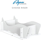 Aqua Outdoors in-Pool DEEP Ledge Chaise Set - Two Chaises - Two Headrest Pillows - Chaise Risers and One Large in Pool Side Table - for ledges 9"-14" inches Deep (Classic White-Blue)