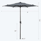 Abba Patio 9FT Lyon Outdoor Patio Umbrella Outdoor Table Umbrella with Push Button Tilt and Crank Market Umbrella 8 Sturdy Ribs UV Protection Waterproof for Garden Deck Backyard Pool Grey