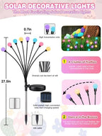 Albelt Easter Day Decorations Outdoor, 6 Pack Solar Firefly Lights Outdoor, 48 LED Waterproof Pastel Solar Garden Lights with 2 Modes for Easter Day Spring Yard Patio Pathway Decorations (Multicolor)