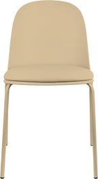 2xhome Parent Modern Stackable Armless Dining Chair | Plastic Shell Seat with Metal Legs | Indoor or Outdoor Use | Home Kitchen Patio (4, Beige, Padded Seat)