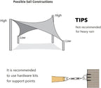ASTEROUTDOOR Sun Shade Sail Rectangle 16' x 20' UV Block Canopy for Patio Backyard Lawn Garden Outdoor Activities, Gray