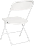 Flash Furniture Hercules Series Big & Tall Stackable Plastic Folding Chairs, Extra Wide Commercial Event Seats, Set of 4, White