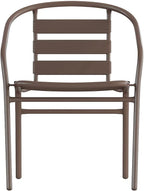 Flash Furniture Lila Metal Restaurant Stack Chairs with Metal Slats, Set of 4, Bronze
