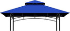 Grill Gazebo Replacement Canopy Top - 5'x8' Outdoor BBQ Tent Roof Cover Double Tiered Outdoor Grill Shelter Fit for Model L-GG001PST-F (Blue)