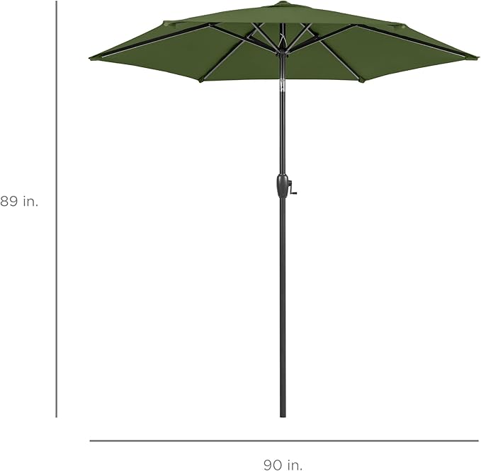 Best Choice Products 7.5ft Heavy-Duty Round Outdoor Market Table Patio Umbrella w/Steel Pole, Push Button Tilt, Easy Crank Lift - Fern