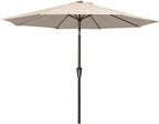 JEAREY 9FT Outdoor Patio Umbrella Market Umbrella with Push Button Tilt and Crank, Outdoor Table Umbrellas 8 Sturdy Ribs UV Protection Waterproof for Garden, Deck, Backyard, Pool (Cream Beige)