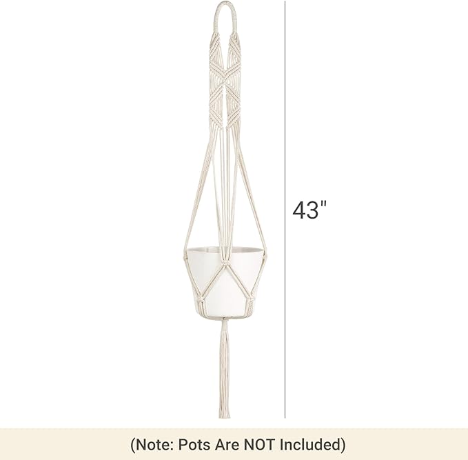 Mkono 2 Packs 43 Inch Macrame Plant Hanger Large for up to 12 Inch Pot Extra Long Hanging Plant Holder Hanging Planter Basket for Indoor Outdoor Boho Home Decor(POTS NOT Included)