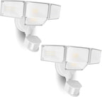 LUTEC 80W 9000LM LED Security Lights Motion Sensor Outdoor Lights, 4 Head LED Flood Lights Outdoor 5000K Daylight, IP65 Waterproof, Motion Detected Lights for Outside, Garage, Yard (White) - 2 Pack