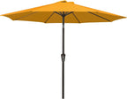 MEWAY 9ft Patio Umbrella Outdoor Table Umbrellas with Push Button Tilt and Crank, Market Umbrella 8 Sturdy Ribs for Deck, Garden, Pool and Backyard, Sun Orange