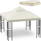 Sumfaller 10x10 FT Gazebo Replacement Canopy Top Cover – Beige