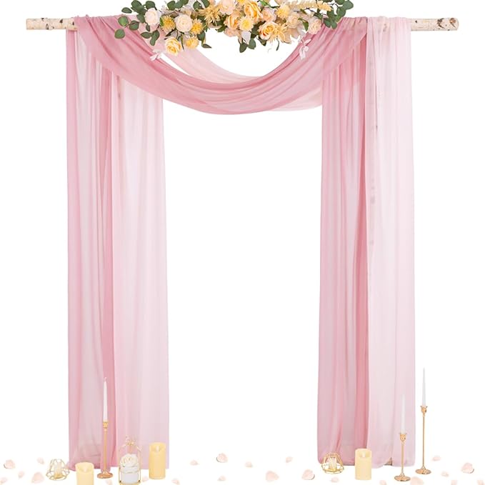 Outdoor Curtains Sheer Chiffon Arch Drapes 2 Panels Dusty Rose