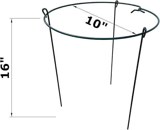 Plant Support Cage Rings, 10-Inch Wide x 16-Inch High, Green Steel