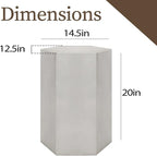 COSIEST Concrete Accent Table, Hexagon Patio Side Table 14.5''Wx20''H, Modular Design Indoor Outdoor End Table, Light Grey