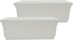 The HC Companies 30 Inch Venetian Window Planter Box with Drainage Plug, Lightweight UV-Resistant Plastic Indoor & Outdoor Planters, 2-Pack Flower Box for Garden & Home Decor, White