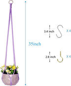 Hanging Planters for Plants with 8 Hooks, Handmade Colorful Cotton Rope Hanging Plant Holder Indoor & Outdoor Boho Room Decor Hanging Ceiling Decor，4 Pack. (4 Color)