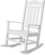 Devoko HDPE Rocking Chair Plastic Outdoor Indoor Patio Rocker Chair High Back All Weather Rocker for Patio Backyard Porch Garden (White)