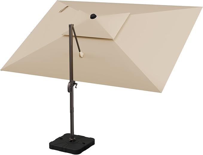 9' X 12' Cantilever Outdoor Patio Umbrellas Double Top Large Rectangle Umbrella Heavy Duty 360°Rotation Offset Umbrella for Garden Deck Pool Patio,Beige