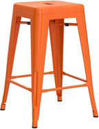 FDW Metal Bar Stools Set of 4 Counter Height Bar Stools 24 Inches Industrial Bar Chairs Patio Stool Stackable Backless Stool Indoor Outdoor Metal Kitchen Stools Bar Chairs (Bronze, 24")