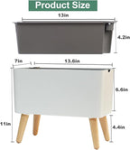 13.5 Inch Indoor Decorative Planter Pot with Solid Wood Legs, Self Watering Pots with Water Shortage Alarm Plant Pot for Modern Flower Planter for Home & Garden(White)