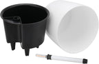 5 Pack 7 Inch Self Watering Planter for Indoor Plants, White Decorative Round Plastic Self Watering Pots with Level Indicators for Soil Planting, Flowers, Herb, African Violet, Succulent