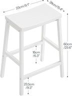 HOOBRO Bar Stools, Set of 2 Bar Chairs, 23.6 Inch Saddle Stools, Kitchen Counter Seat with Footrests, Industrial Barstools for Dining Room, Kitchen, Counter, Bar, White WW02MD01