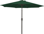 MEWAY 9ft Patio Umbrella Outdoor Table Umbrellas with Push Button Tilt and Crank, Market Umbrella 8 Sturdy Ribs for Deck, Garden, Pool and Backyard, Dark Green
