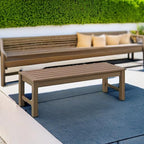 Psilvam Knight Bench, Two Person Outdoor Poly Lumber Patio Backless Bench, Weatherproof Garden Bench That Never Rot and Fade, Suit for Garden, Porch and Park (Brown)