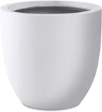 Kante 13.4" Dia Round Concrete Planter, Large Outdoor Modern Indoor Decorative Plant Pots with Drainage Hole and Rubber Plug for Home and Garden, Pure White