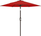 AreShark 7.5FT Patio Umbrella Table Market Umbrella with 6 Sturdy Ribs, Button Tilt/Crank Heavy-Duty Round Outdoor Umbrellas for Garden, Deck, Backyard,and Pool, Red