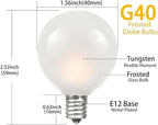 String Lights 25 Ft Frosted Globe G40 Bulbs, Warm White, Waterproof