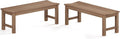 Outdoor Bench Set of 2, 2-Person Patio Backless Benches, HIPS Weatherproof Garden Bench that Never Rot and Fade, Suit for Backyard, Church, Patio, Deck and Entryway (Teak)