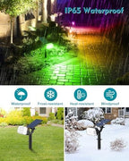 Solar Spot Lights Outdoor Waterproof IP65,[49 LEDs/8 Pack] RGB Halloween 7 Modes Christmas Color Changing Solar Spotlights, Adjustable Multicolor Landscape Flood Lights for Yard Garden Pathway