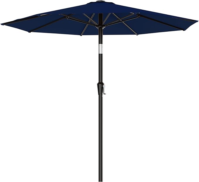 AreShark 9 FT Patio Umbrella for Outdoor, Outdoor Umbrella with Push Button Tilt and Crank, Outdoor Patio Umbrellas with 8 Sturdy Ribs for Market, Garden, Deck, Backyard, Pool (Navy)
