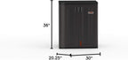 Suncast Heavy-Duty Resin Outdoor Storage Cabinet, 30" W x 20.25" D x 36" H Dark Grey Base Garage Storage Cabinet with Lockable Doors and Metal Reinforced Shelves, Made in The USA