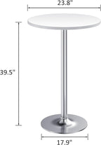 Furmax Bistro Pub Table Round Bar Height Cocktail Table for Home Bar, Small Round Bar Tables for Party, Dining Room, Living Room and Wedding, Metal Base MDF Top Obsidian, 40.6 Inch Height (1, White-2)