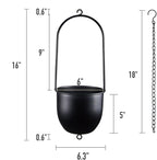Stackable Metal Hanging Planters, Set of 2 Black Oval Plant Hangers with 6 inch Flower Pots, Modern Wall and Ceiling Plant Holders for Indoor Outdoor Plants Home Décor