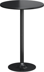Flamaker Round Bistro Pub Table Modern Style Metal Base MDF Top Cocktail Bar Table Counter Bar Height for Pub, Dining Room, Party (1, Full Black)