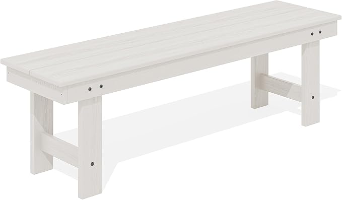 SERWALL 2-Person Outdoor Bench Backless, HDPE Outdoor Benches Weatherproof, 700 Lbs Weight Capacity, Poly Lumber Patio Furniture for Garden, Porch and Park, White