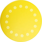 danpinera Outdoor Side Tables with Flower Cut Outs, Weather Resistant Steel Patio Side Table, Small Round Outdoor End Table Metal Side Table for Patio Yard Balcony Garden Yellow