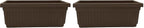 The HC Companies 18 Inch Venetian Rectangular Window Planter Box - Lightweight Plastic Indoor Outdoor Plant Pot with Drainage for Windowsill, Herbs, Flowers, Chocolate (Pack of 2)